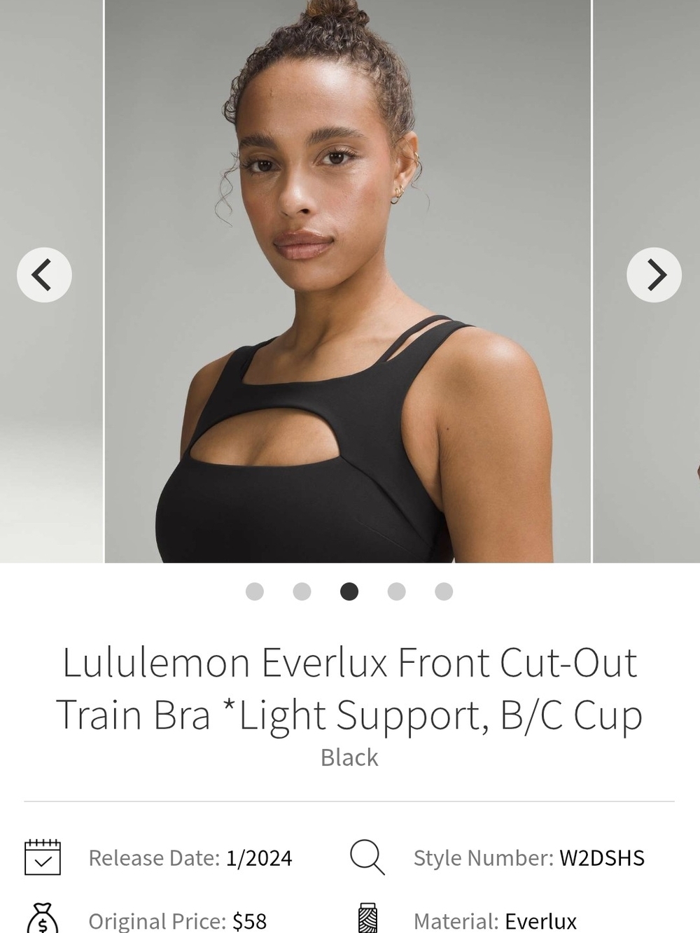 lululemon athletica Everlux Front Cut-Out Train Bra - Black Size 8